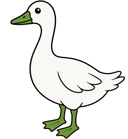 The Green Goose mascot, a white goose with a green bill and feet